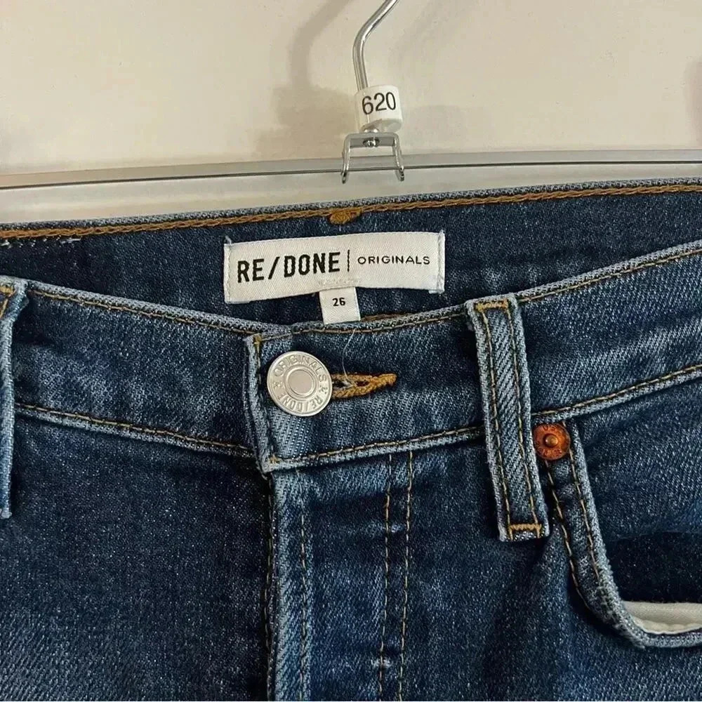 620 Re/Done High Rise Ankle Crop Jeans Size 26 - Picture 3 of 5